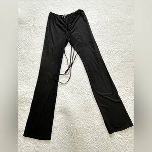 Motel Black Flare Pants Medium Tie Waist Low Rise Y2K Wide Leg Lounge Pants